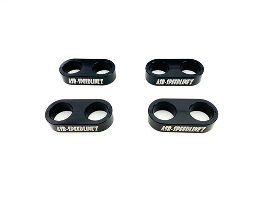 Four (4) Speedline'z 6061 Billet Aluminum Black Anodized 10AN Stainless Steel or Oil Hose Line Clamps