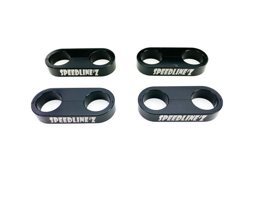 Four (4) Speedline'z 6061 Billet Aluminum Black Anodized 8AN Stainless Steel Or Oil Hose Clamps